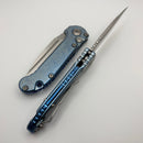 Microtech Marfione Select LUDT Gen III Ice Blue Slab Side Titanium Handles w/ Blue Accents & Stonewash S/E 1135-10MS11