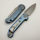 Microtech Marfione Select LUDT Gen III Ice Blue Slab Side Titanium Handles w/ Blue Accents & Stonewash S/E 1135-10MS11