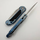 Microtech Marfione Select LUDT Gen III Ice Blue Titanium Textured Inlaid Handles w/ Blue Accents & Stonewash S/E 1135-10MS12