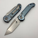 Microtech Marfione Select LUDT Gen III Ice Blue Frag Titanium Handles w/ Blue Accents & Stonewash Tanto 1136-10FRMS6