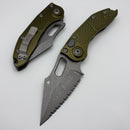 Microtech Borka Stitch w/ OD Green Handles & Full Serrated Apocalyptic 169-12APOD
