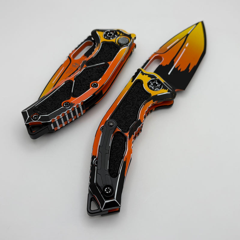 Heretic Knives Medusa Auto Orange Cel Shade w/ Tanto MagnaCut H011-CS-OG