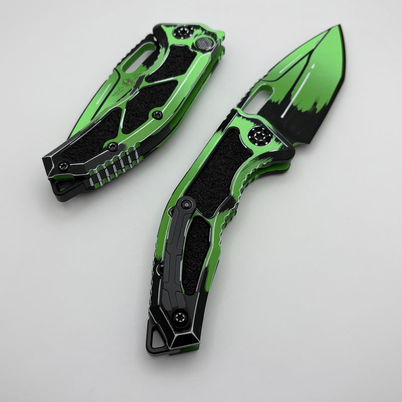 Heretic Knives Medusa Auto Toxic Green Cel Shade w/ Tanto MagnaCut H011-CS-TX
