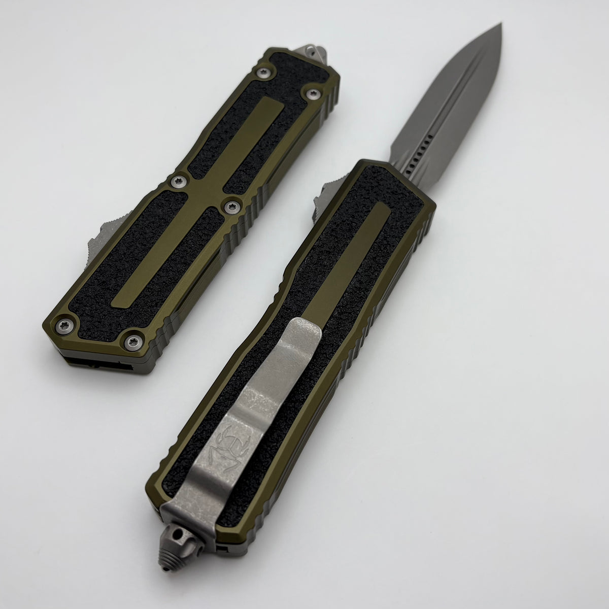 Microtech Scarab 2 Gen 3 OD Green Handles w/ D/E Apocalyptic M390MK 12