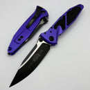 Microtech Socom Elite Manual Black Single Edge w/ Purple Handles 160-1PU