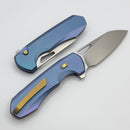 Remette RT-Camel Screwless Titanium Blue Handles w/ M390 RTCMLT3