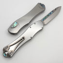 Heretic Custom Hydra V4 Stainless Steel Handle w/ Abalone Inlays & Cracked Ice S/E