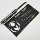 Heretic Knives Custom Jinn Flipper w/ Titanium Abalone Inlaid Handles & Hand Ground Bronze Damascus