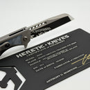 Heretic Knives Custom Jinn Flipper w/ Titanium Mother of Pearl Inlaid Handles & Hand Ground Cracked Ice M390