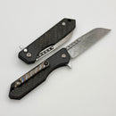 Heretic Knives Custom Jinn Flipper w/ Carbon Fiber Handles & Hand Ground Polished Damascus