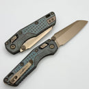 Microtech Marfione Select MSI RAM LOK Mini Frag Antique Denim Titanium Handles w/ Bronze Accents & 3.15" Bronze M390MK 210M-13FRMS6