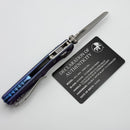 Microtech Marfione Select MSI RAM LOK Mini Fluted Galactic Purple Titanium Handles w/ Blue Accents & Purple Accents & 3.15" Stonewash M390MK 210M-10FLMS17