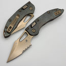 Microtech Marfione Select Manual M-Stitch RAM LOK Antique Denim Titanium Handles & 3" Part Serrated Bronze M390MK 169MRL-14MS3