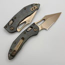 Microtech Marfione Select Manual M-Stitch RAM LOK Antique Denim Titanium Handles & 3" Part Serrated Bronze M390MK 169MRL-14MS3