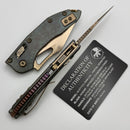 Microtech Marfione Select Manual M-Stitch RAM LOK Antique Denim Titanium Handles & 3" Part Serrated Bronze M390MK 169MRL-14MS3