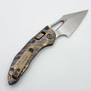 Marfione Select Manual M-Stitch RAM LOK Slab Side Flamed Titanium Handles w/ Bronze Accents & 3" Full Serrated Stonewash M390MK 169MRL-12MS7