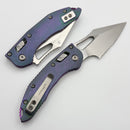 Marfione Select Manual M-Stitch RAM LOK Slab Nebula Green Titanium Handles w/ Purple Accents & 3" Stonewash Part Serrated M390MK 169MRL-11MS17