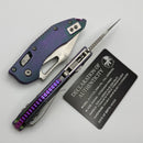 Marfione Select Manual M-Stitch RAM LOK Slab Side Flamed Titanium Handles w/ Bronze Accents & 3" Full Serrated Stonewash M390MK 169MRL-12MS7