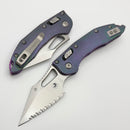 Marfione Select Manual M-Stitch RAM LOK Slab Side Flamed Titanium Handles w/ Bronze Accents & 3" Full Serrated Stonewash M390MK 169MRL-12MS7