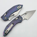 Marfione Select Manual M-Stitch RAM LOK Slab Side Flamed Titanium Handles w/ Bronze Accents & 3" Full Serrated Stonewash M390MK 169MRL-12MS7