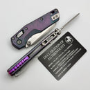 Microtech Marfione Select MSI RAM LOK Mini Slab Nebula Green Titanium Handles w/ Purple Accents & 3.15" Stonewash Full Serrated M390MK 210M-12MS18