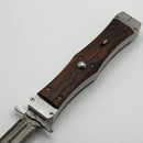 Marfione Custom Masterpiece Satin Stainless Body w/ Rosewood Handles & Flamed Hardware w/ Hattori Cowry-y Damascus D/E & Swing Guards