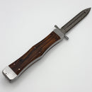 Marfione Custom Masterpiece Satin Stainless Body w/ Rosewood Handles & Flamed Hardware w/ Hattori Cowry-y Damascus D/E & Swing Guards