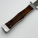 Marfione Custom Masterpiece Satin Stainless Body w/ Rosewood Handles & Flamed Hardware w/ Hattori Cowry-y Damascus D/E & Swing Guards