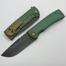 Chaves Knives Redencion 229 Kickstop Green Dragon Scale Titanium Handles w/ Acid Etch M390 Drop Point