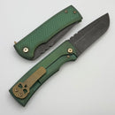 Chaves Knives Redencion 229 Kickstop Green Dragon Scale Titanium Handles w/ Acid Etch M390 Drop Point