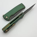 Chaves Knives Redencion 229 Kickstop Green Dragon Scale Titanium Handles w/ Acid Etch M390 Drop Point