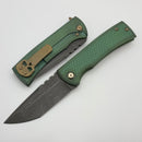 Chaves Knives Redencion 229 Kickstop Green Dragon Scale Titanium Handles w/ Acid Etch M390 Tanto