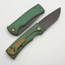 Chaves Knives Redencion 229 Kickstop Green Dragon Scale Titanium Handles w/ Acid Etch M390 Tanto
