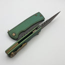 Chaves Knives Redencion 229 Kickstop Green Dragon Scale Titanium Handles w/ Acid Etch M390 Tanto