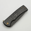 Chaves Knives Redencion 229 Kickstop Crusader Titanium Handles w/ Acid Etch M390 Drop Point