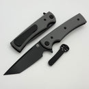 Chaves Knives Liberation Street Flipper w/ Charcoal Grey Handles & Black Tanto Elmax - Blue Label