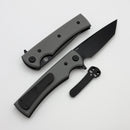Chaves Knives Liberation Street Flipper w/ Charcoal Grey Handles & Black Tanto Elmax - Blue Label