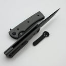 Chaves Knives Liberation Street Flipper w/ Charcoal Grey Handles & Black Tanto Elmax - Blue Label