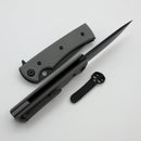 Chaves Knives Liberation Street Flipper w/ Charcoal Grey Handles & Black Drop Point Elmax - Blue Label