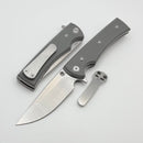 Chaves Knives Liberation Street Flipper w/ Charcoal Grey Handles & Satin Drop Point Elmax - Blue Label