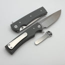 Chaves Knives Liberation Street Flipper w/ Charcoal Grey Handles & Satin Drop Point Elmax - Blue Label