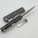 Chaves Knives Liberation Street Flipper w/ Charcoal Grey Handles & Satin Drop Point Elmax - Blue Label