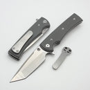 Chaves Knives Liberation Street Flipper w/ Charcoal Grey Handles & Satin Tanto Elmax - Blue Label