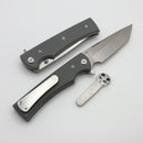 Chaves Knives Liberation Street Flipper w/ Charcoal Grey Handles & Satin Tanto Elmax - Blue Label