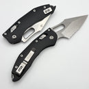 Microtech Knives Manual Stitch RAM LOK Smooth Black Aluminum & Part Serrated M390MK 169RL-11
