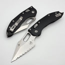 Microtech Knives Manual Stitch RAM LOK Smooth Black Aluminum & Full Serrated M390MK 169RL-12
