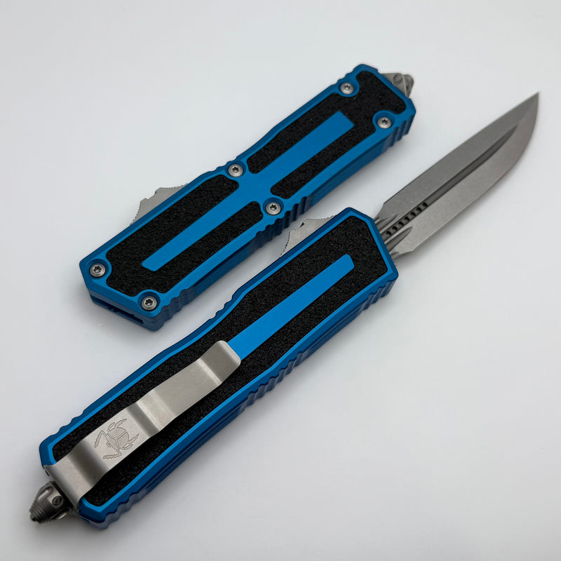 Microtech Scarab 2 Gen 3 Blue Handles w/ D/E-S Stonewash M390MK 1180-1