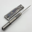 Reate EXO-M Titanium Handle w/ Flamed Titanium Inlays & Clip w/ Satin Tanto Blade West Special