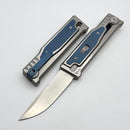 Reate EXO-M Titanium Handle w/ Blue Titanium Inlays & Clip w/ Satin Drop Point Blade West Special
