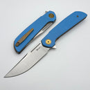 Reate Knives Remedy Fat Carbon Blue Glass Handle w/ Bronze Accents & Belt Satin Elmax Blade West Special